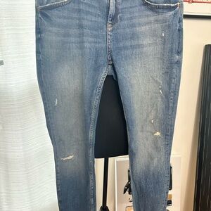 Zara Blue Skinny Jeans Distressed Denim